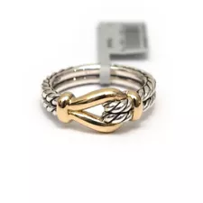 New DAVID YURMAN Ladies 9mm Thoroughbred Loop Ring in Silver and 18K Gold 8.5