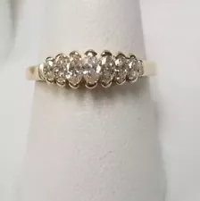 ONE DAY SALE! Size 5 14k Yellow Gold .75ct Diamond Marquise Wedding Band Ring