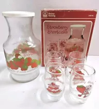 Vtg Strawberry Shortcake 5 Pc Juice Set 1980 Anchor Hocking New!