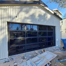 10X10 Full View Garage Door Insulated, Anodized Frame/ Black w/ Tinted Glass