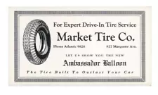 Old Ad Blotter for Ambassador Balloon Tire - Market Tire Co. - Minneapolis