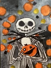 2.5 x 3.5 inches, ACEO watercolor by PJ, title: nightmare before Christmas