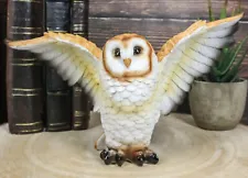 Realistic Woodlands Wildlife Common Barn Owl Bird Spreading Its Wings Statue 8"W