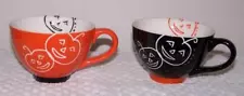 2007 Starbucks Halloween Coffee Mugs / Cups - Set of 2 - Orange & Black