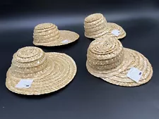 Lot Of 4 Vintage Doll Straw Bonnet Hats 5.5" Ready to Decorate