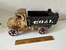 Vintage Cast Iron Antique Mack International Motor Co. Coal Dump Truck