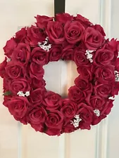 Red Roses And Baby’s Breath Wreath