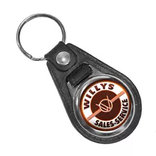 Willys Sales and Service Gasoline Motor Oil Gas Round Faux Leather Key Ring