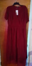 Lace Burgundy Dress~size XL Or 14.16 ~Beautiful ~with Tags~SALE