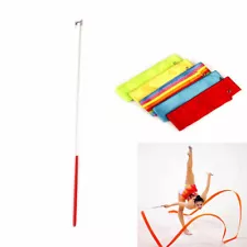 6M Dance Ribbon Gym Rhythmic Art Gymnastic Ballet Streamer Twirling Rod 5ColA-N8