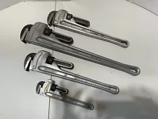 Set of four Ridgid aluminum pipe wrenches (Amazing Condition)