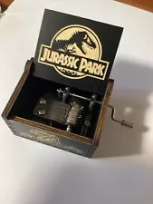 BLACK Jurassic Park Music Box Handcrafted Carved Wood Custom Designed Theme Song