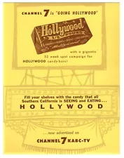 Vintage Ad Sales Card For Grocers: "HOLLYWOOD" CANDY BARS [KABC-TV, L.A.]