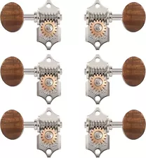 Waverly Guitar Tuners with Koa Knobs for Solid Pegheads, Nickel, 3L/3R