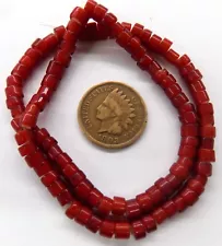 500 Dk Red White Heart Trade Beads African Hudson Bay 677 3mm Temp Sale