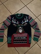 UGLY Christmas Sweater Adult SIZE XL LIGHT UP REINDEER