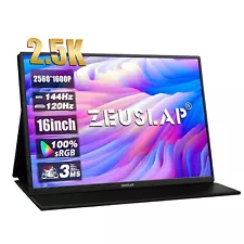 ZEUSLAP 16" 2.5K 144hz Portable Monitor 2560*1600 16:10 PC/Xbox/Laptop/Ps4-ps5