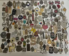 100+ Keychain Pendants Clips Advertising Engraved Medals Mixed Lot New & Old