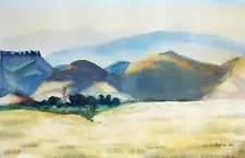 7th SUMMER SALE New Mexico Watercolor PETER HURD Evening Hills 1957 13.5"x21.5"