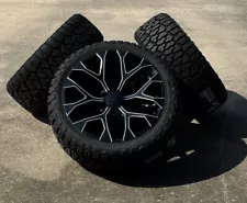 Black Milled Edge Snowflake 22" Wheels Blackhawk R/T Tires GMC Sierra Yukon (For: More than one vehicle)