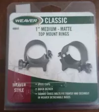 Weaver Top Mount Scope Rings 1 Inch Medium 49041 Gloss NOS