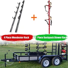 4 Place Weedeater Rack and 2 Place Backpack Blower Rack for Open Trailer