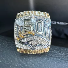 Denver Broncos Super Bowl 2Tone Ring 50 Replica (2015) Manning This Ones For Pat