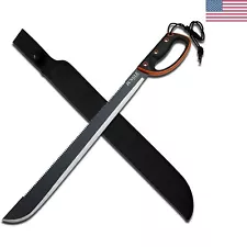 Multi-Purpose 21.5-Inch Machete - Black Rubber Handle & Reverse Serrations