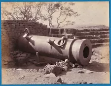 INDIAN PHOTOGRAPHER vintage photo big gun Bidar fort India c1880 LALA DEEN DAYAL