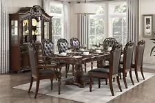 NEW Formal Dining 74"-108" Extendable Table & Chair Cherry Brown Traditional Set