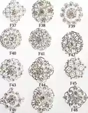 12PCS Rhinestone Brooches Brooch Pins For Women Wedding Bridal Bouquet Kits