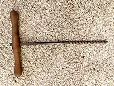 Vintage Primitive T Handle Wood Auger Hand Drill Barn Farm Tool #2 Estate Sale