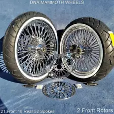 DNA 52 Spoke Chrome Wheels 21 F 18 R Tire 3Rotor Harley Road King Touring 09-21