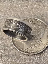 Morgan Silver Dollar Coin Ring .900 Coin Silver You Pick Sz. 8-13 Biker Ring