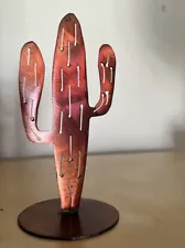 Arizona Metal Saguaro Cactus Sculpture Copper Plated Folk Art 7” Handmade