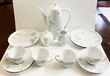 Vintage Thomas Rosenthal Porcelain Tea Set For 4 With Leaf Pattern