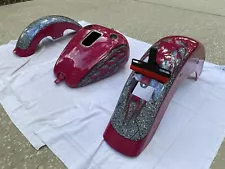 2002 Harley Davidson Fat Boy Custom Painted Pink Tank, Front and Rear Fenders