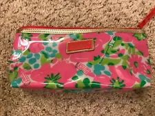 Lilly Pulitzer For Estee Lauder Vinyl Makeup Bag Floral Spring Design Pink Green