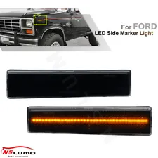 For 80-86 Ford F-150 250 350 Bronco LED Smoked Fender Side Marker Signal Lights (For: 1985 Ford F-150)