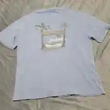 New ListingCaribbean Shirt Mens Medium Blue Short Sleeve Cotton No Wake Zone Hammock Beach