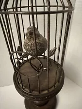 Bronze Copper Metal Decorative Bird Cage with Bird Canary Finch