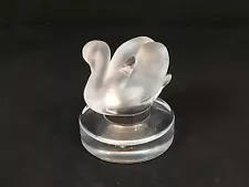 VINTAGE LALIQUE FROSTED CRYSTAL SWAN PAPERWEIGHT FIGURINE SIGNED FRANCE