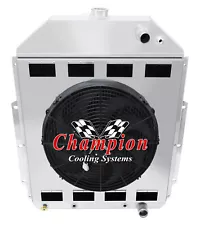 AL Champion 3 Row Radiator,16" Fan,Shroud with Flaps-1948-1952 Ford F2 LS Swap (For: 1952 Ford F-2)