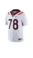 Virginia Tech Hokies #78 Nike White Football Jersey (CW6359-101) Men’s Size: XXL