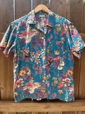 DOPE Handmade 50's Mens Button Down Tiki Shirt Japanese Inspired Monstera Print