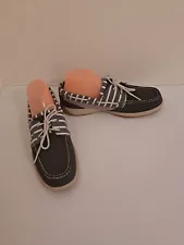 NEW SPERRY TOP-SIDER NAVY BLUE WOMEN LEATHER BOAT SHOES STRIPES & MESH 11M