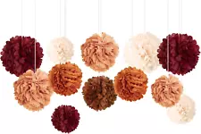 NICROHOME 12 PCS Wedding Party Decorations - Carmine, Rust Orange, Light Brown T