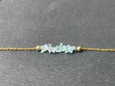 Aquamarine Gemstone Necklace Beaded Gold & Silver Pendant Gift for her Sale