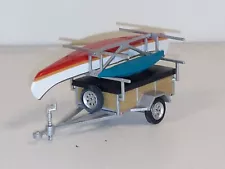 dcp/greenlight silver single axle canoe/kayak utility trailer 1/64 new no box