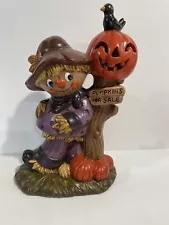 Glenview Mold Halloween Scarecrow Boy "Pumpkins for Sale" Bird Crow Signed PG